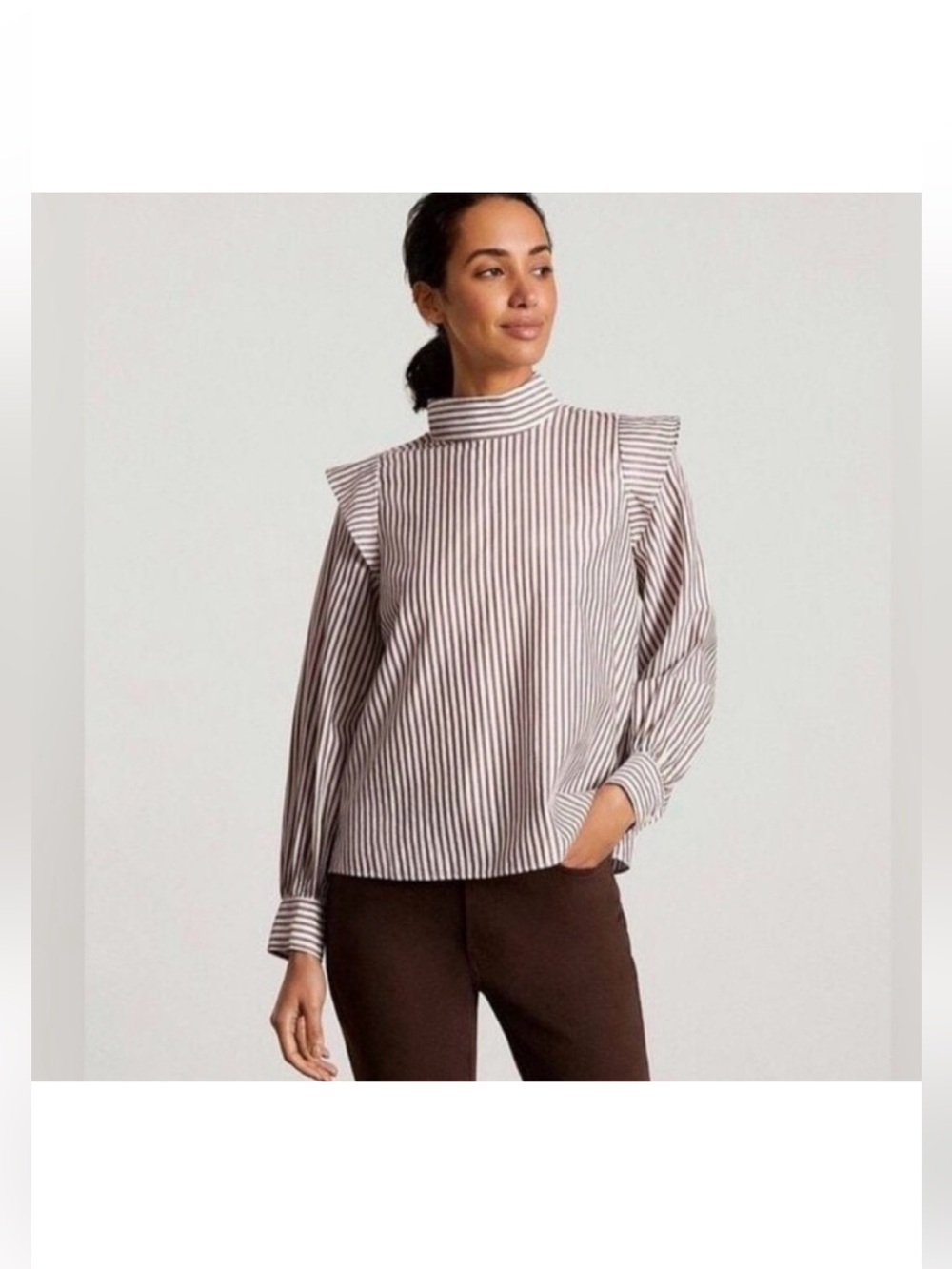Everlane Top 8 Mock-Neck Brown
